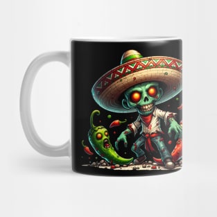 Zombie Cinco de Mayo Man and Hot Peppers Mug